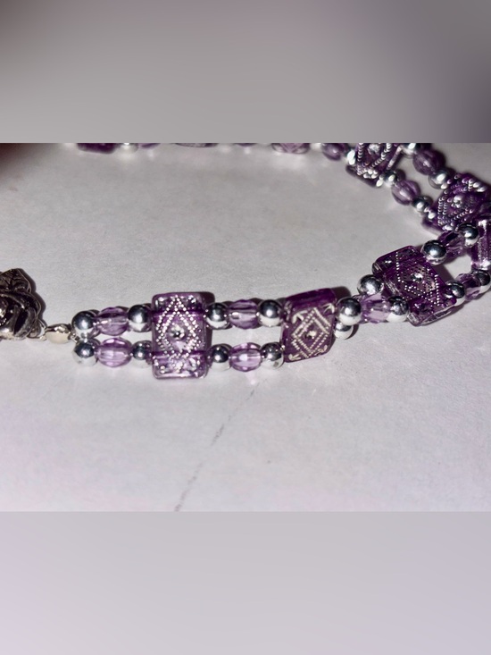Jewelry - Amethyst Bracelet with Decorative Square Accents